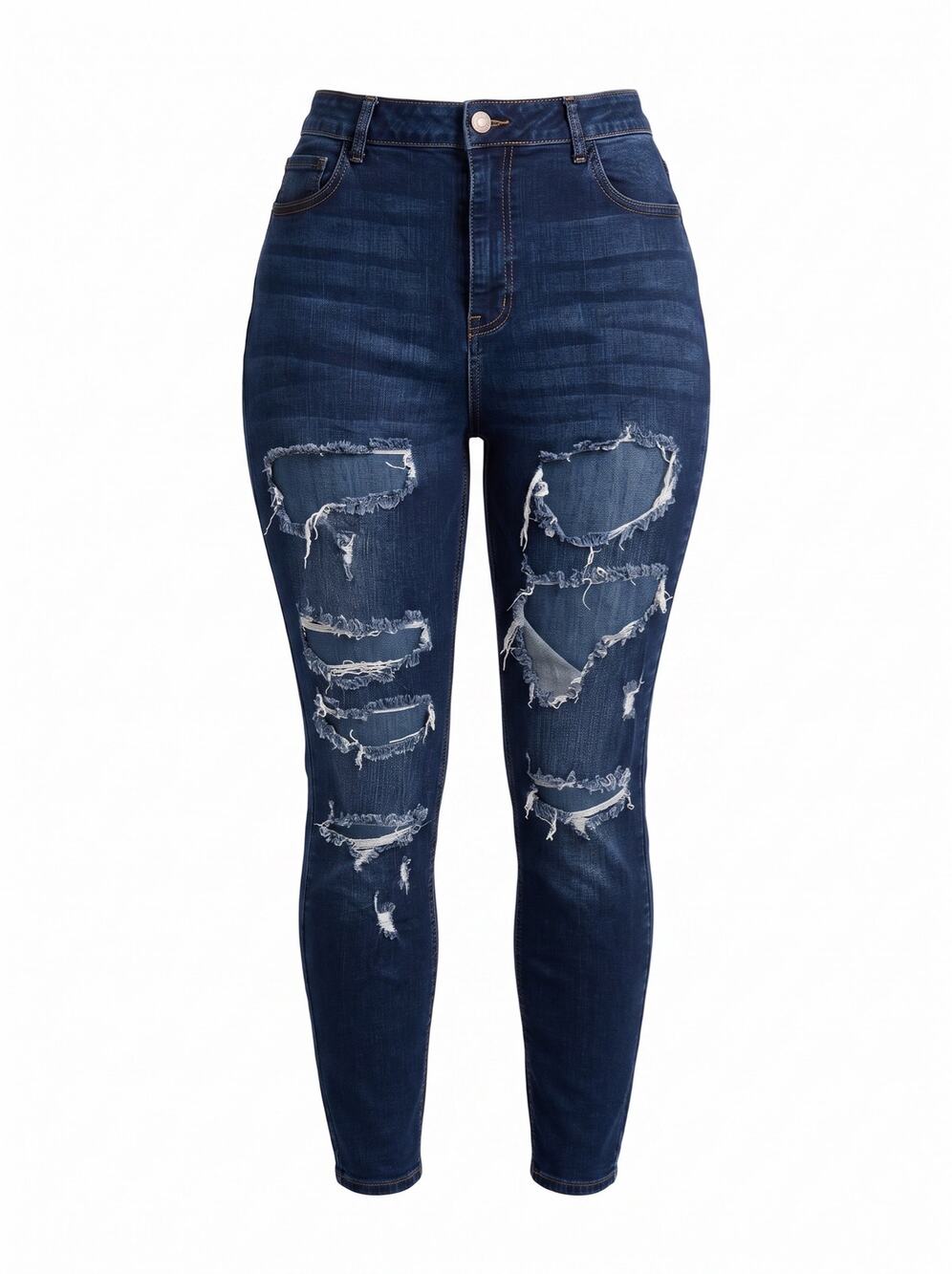 Ms. Cello Woman's 18 Plus Size Denim High Rise Distressed Stretch Skinny Jeans